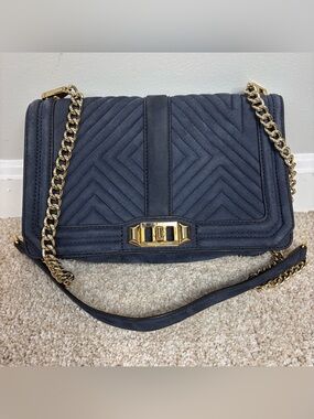 Rebecca Minkoff Blue Suede Crossbody Clutch Quilted